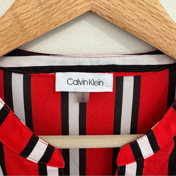 Calvin Klein Button Down Striped Blouse - Picture 3 of 5